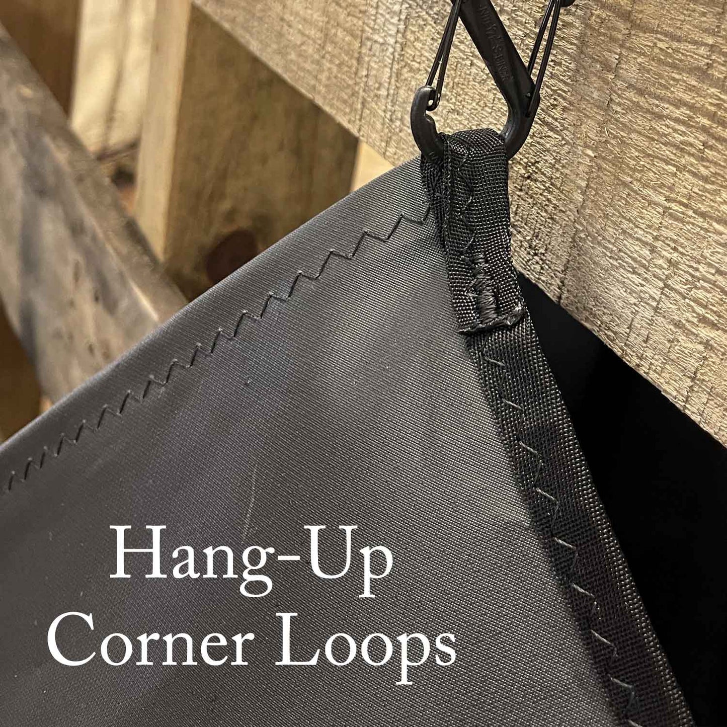 Two Internal loops - one in each corner of the bag - for you to hang-up the bag when needed. Keep it off the ground - suspend it while you hose it off - or hang to dry.
